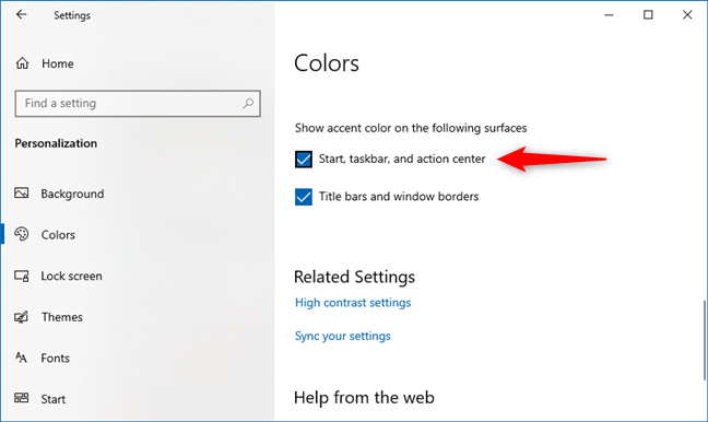 Windows 10 October 2020 Update: Set tiles to use accent color