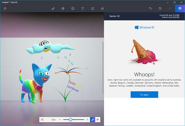 Paint 3D, Windows 10