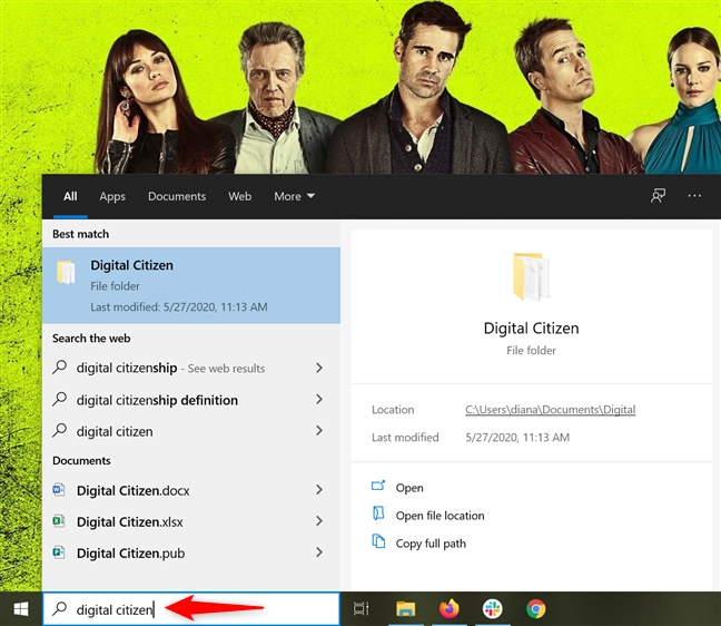 Insert your keywords in the Windows 10 Search bar