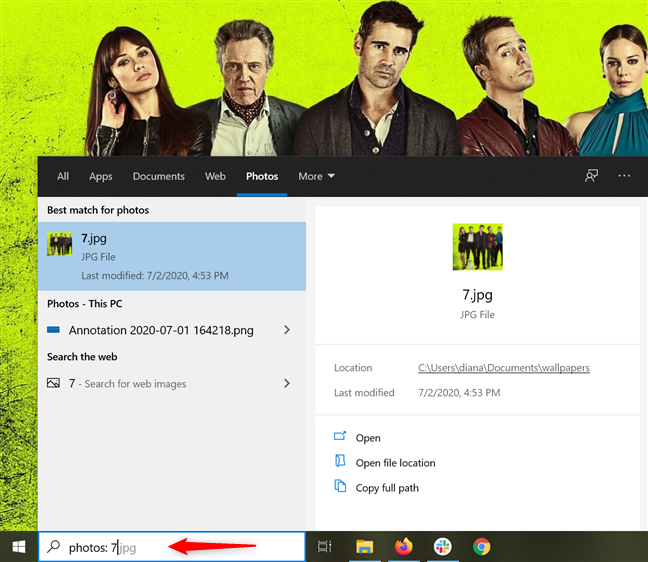 Searching for photos in Windows 10