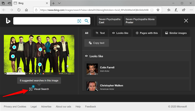 Hover over the image or Visual Search for more image search options