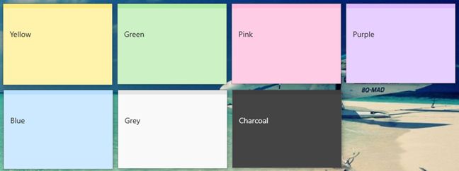 Colors available in Sticky Notes
