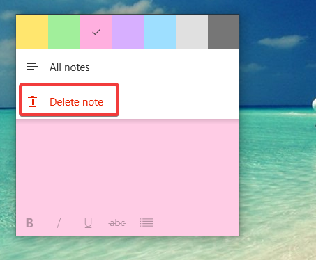 Deleting a note