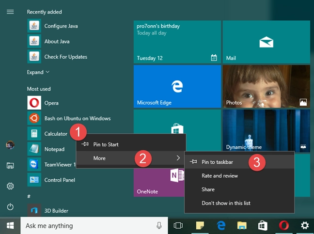 taksbar, Windows 10, personalize, configure, set