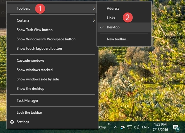 taksbar, Windows 10, personalize, configure, set