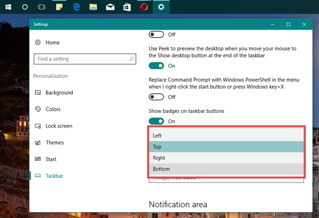 taksbar, Windows 10, personalize, configure, set