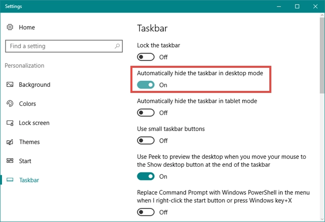 taksbar, Windows 10, personalize, configure, set