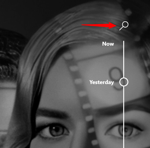 Press the magnifying glass to search the Windows Timeline