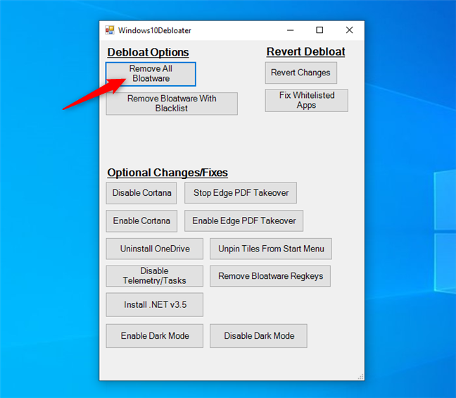 Remove All Bloatware with Windows 10 Debloater