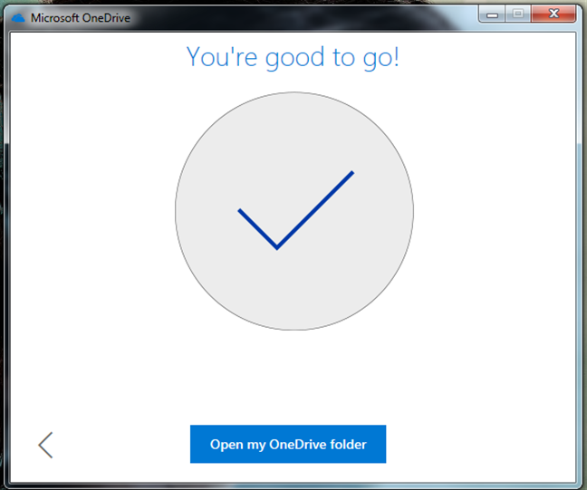 The end of the OneDrive installation