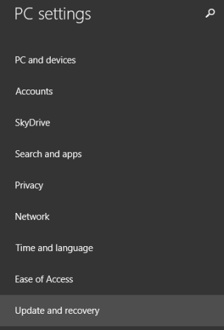 Windows 8.1, Backup Data, File History, turn on, PC Settings