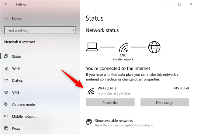 Network Status from Settings has a new and better design