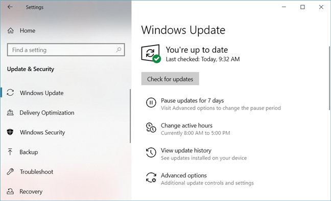 Windows 10 Update settings