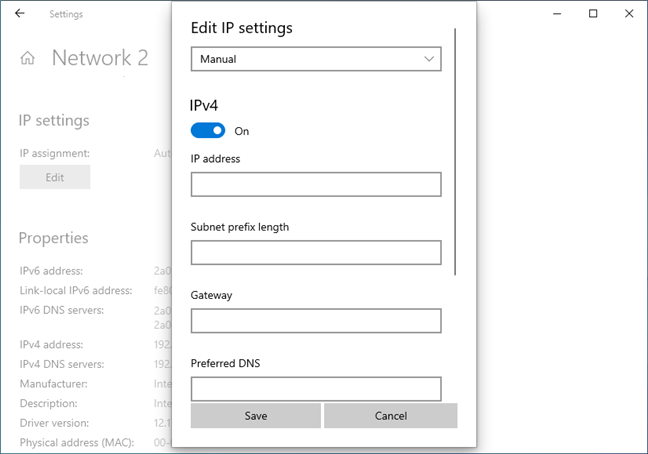 IP settings in Windows 10 May 2019 Update