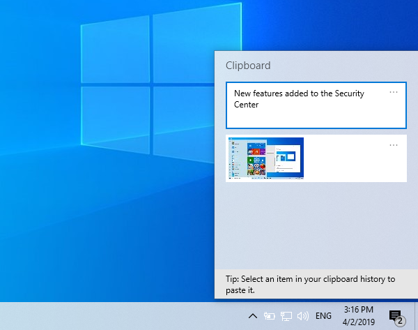 The Clipboard in Windows 10 May 2019 Update