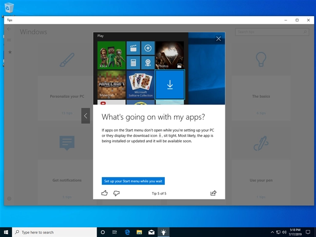 The Windows 10 Tips app shares a possible solution