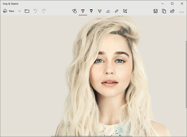 The Snip &amp; Sketch app, in Windows 10 October 2018 Update