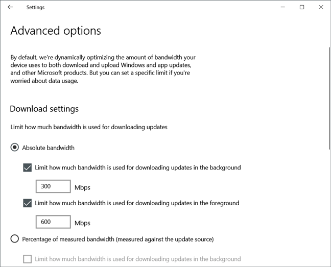 Windows Update has adjustable bandwidth limits