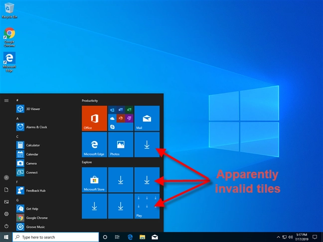 Windows 10 apps not showing on the Start Menu