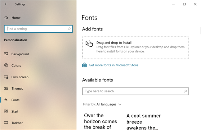 Fonts in Windows 10 May 2019 Update