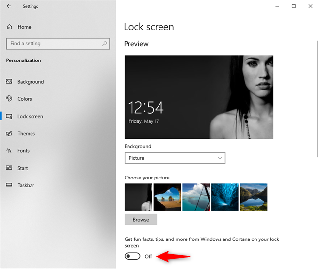 Get fun facts, tips, and more from Windows and Cortana on your lock screen