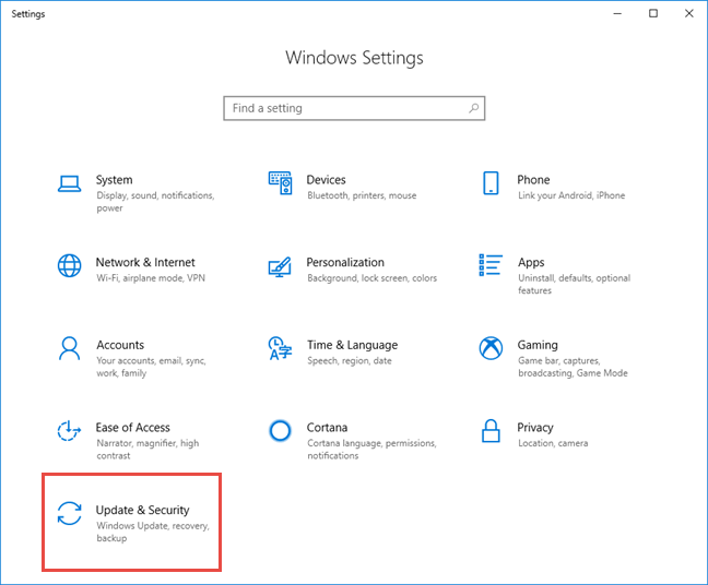 Windows 10 Update &amp; Security