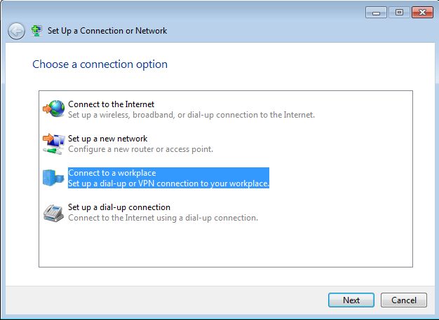 cannot create a vpn connection in windows 7