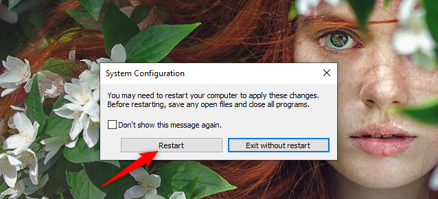 Restarting Windows 10 to apply the changes