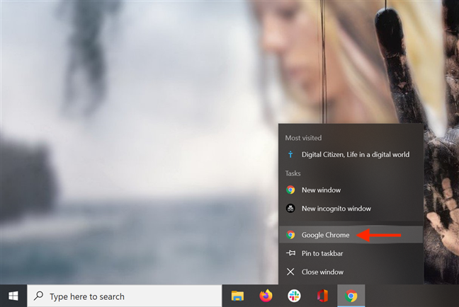 Right-click on an open app's taskbar icon to launch it again