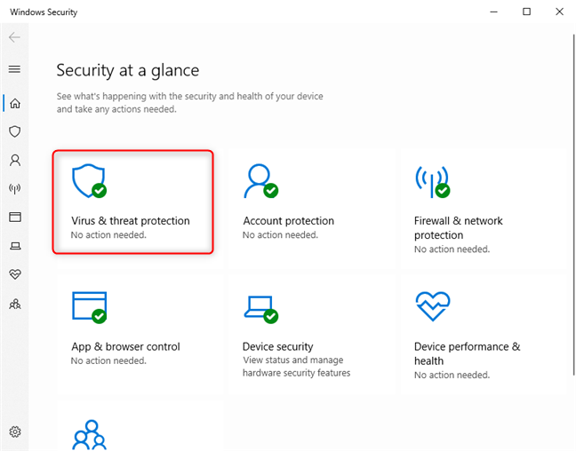 The Virus &amp; threat protection settings