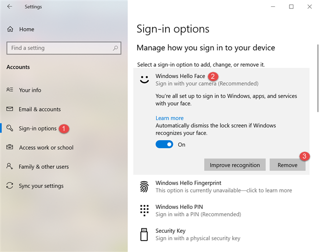 Disabling Windows Hello Face