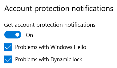 Windows Security - Account protection notifications