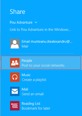 Windows 8.1, apps, games, Store, share, email, link, screenshots, facebook