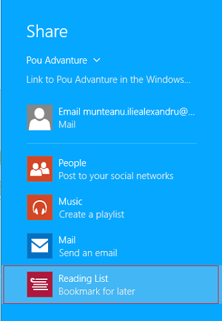 Windows 8.1, apps, games, Store, share, email, link, screenshots, facebook