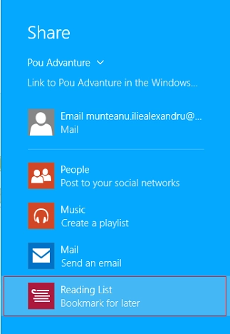 Windows 8.1, apps, games, Store, share, email, link, screenshots, facebook