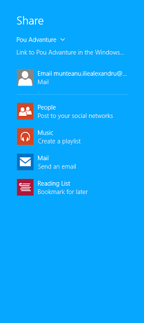 Windows 8.1, apps, games, Store, share, email, link, screenshots, facebook