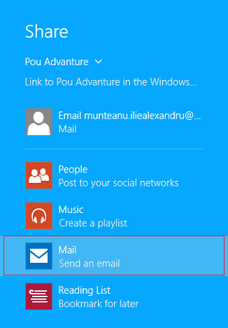 Windows 8.1, apps, games, Store, share, email, link, screenshots, facebook