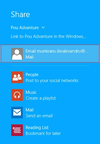Windows 8.1, apps, games, Store, share, email, link, screenshots, facebook