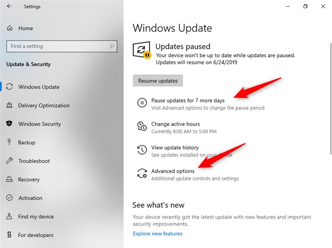 Pausing Windows 10 updates for a while