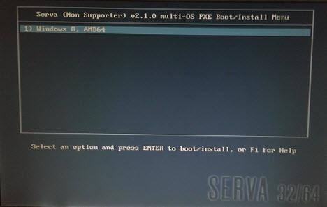 How to install Windows over the network with Serva