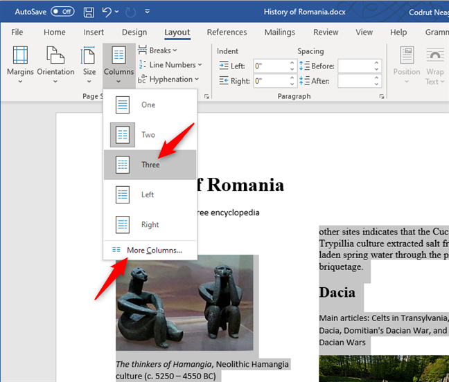 Creating three columns, or more, in a Word document