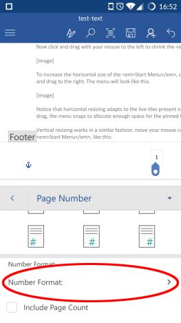 Android, Microsoft Word, insert, footers, headers, page numbers, documents