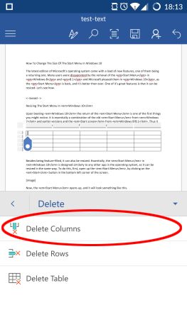 Microsoft Word, Android, documents, tables, insert, edit, style