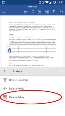 Microsoft Word, Android, documents, tables, insert, edit, style