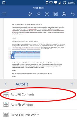 Microsoft Word, Android, documents, tables, insert, edit, style