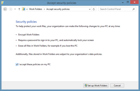 Windows 8.1, Work Folders, Set Up