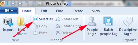 Windows Photo Gallery, Tag people