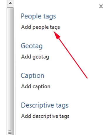 Windows Photo Gallery, Tag people