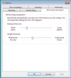 Table Input Panel