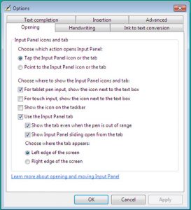 Table Input Panel